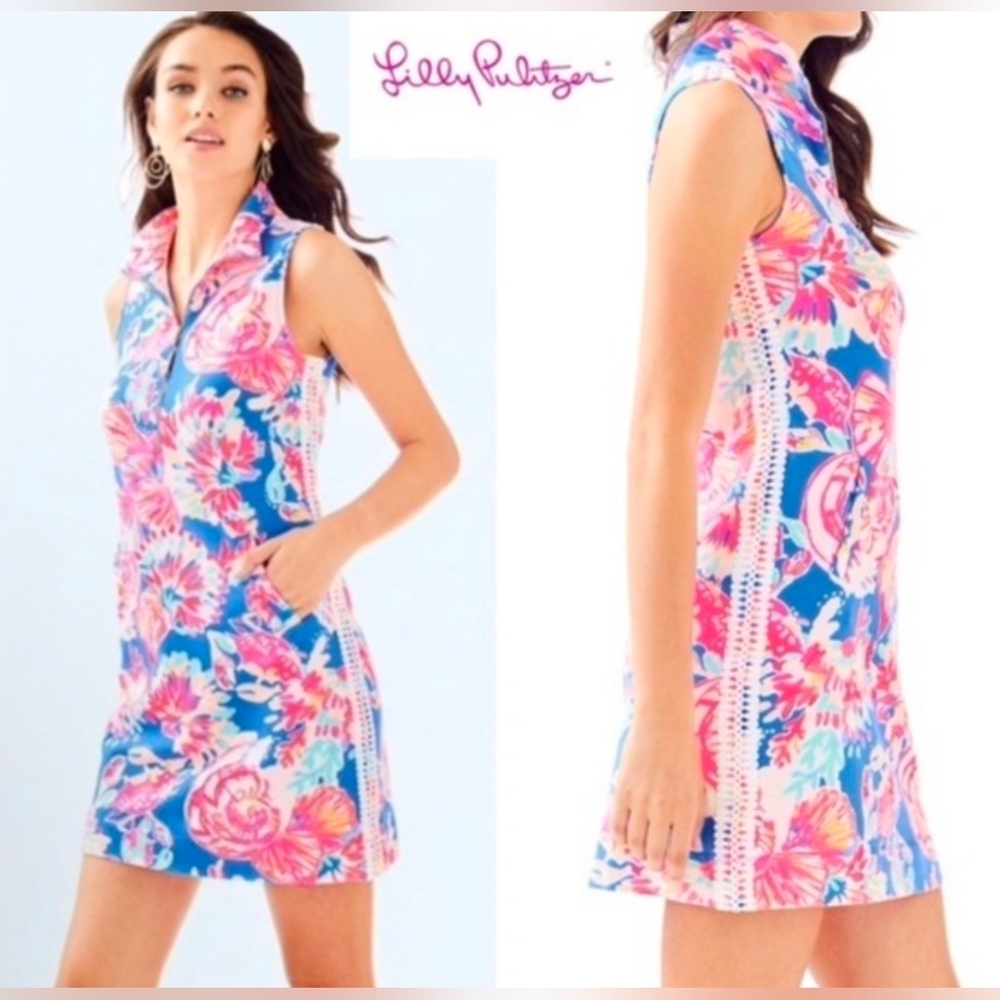 Lilly Pulitzer Women's Bennett Blue Bay Dreamin Skipper Sleeveless Dress S